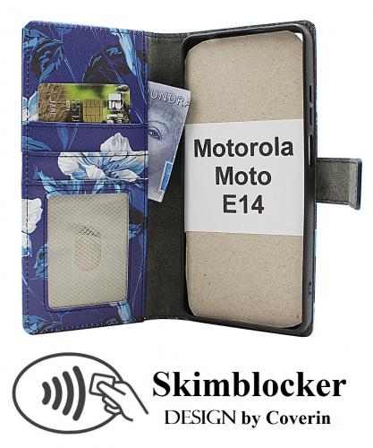 CoverinSkimblocker Motorola Moto E14 Plnboksfodral Design