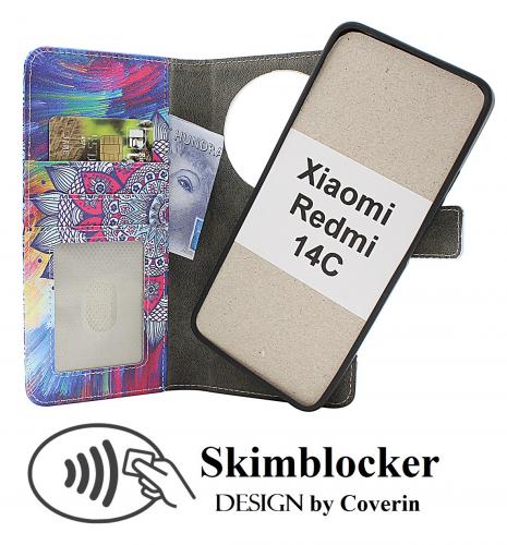 CoverinSkimblocker Xiaomi Redmi 14C Magnet Plnboksfodral Design