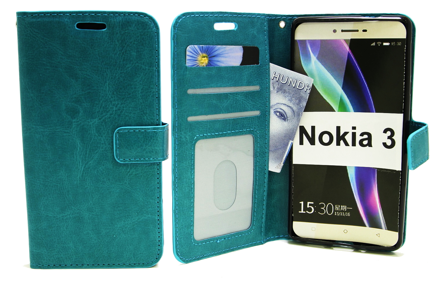 Crazy Horse Wallet Nokia 3 Turkos