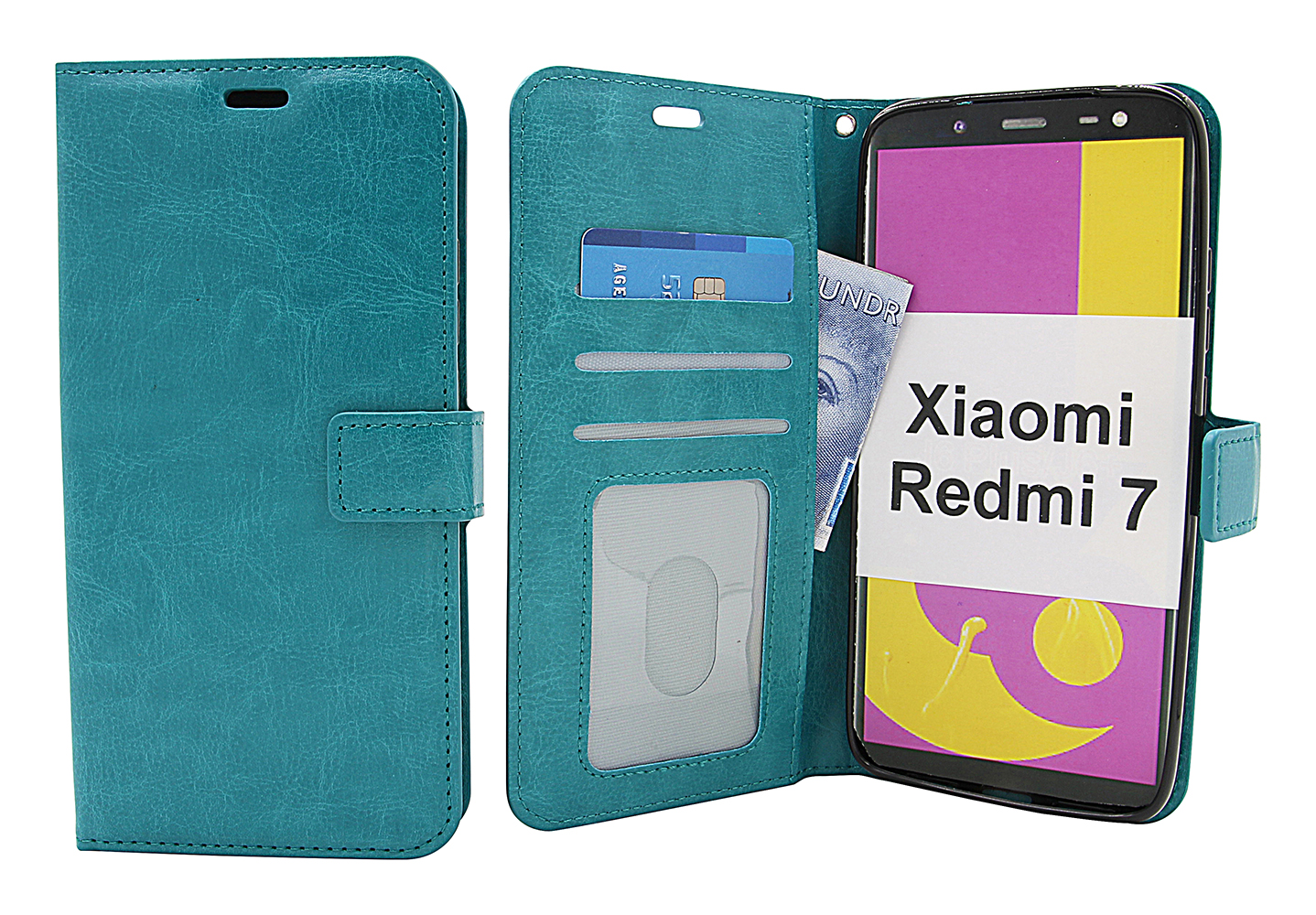 Crazy Horse Wallet Xiaomi Redmi 7 Turkos