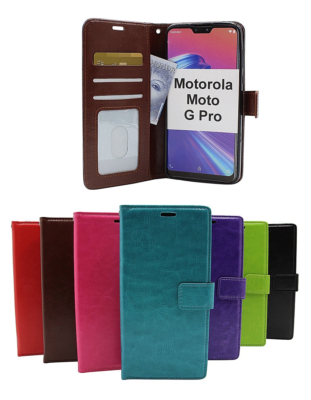 Crazy Horse Wallet Motorola Moto G Pro (Svart)