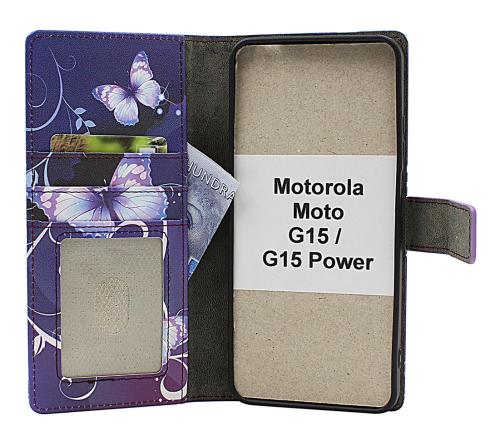 Skimblocker Motorola Moto G15 / G15 Power Magnet Plånboksfodral Design