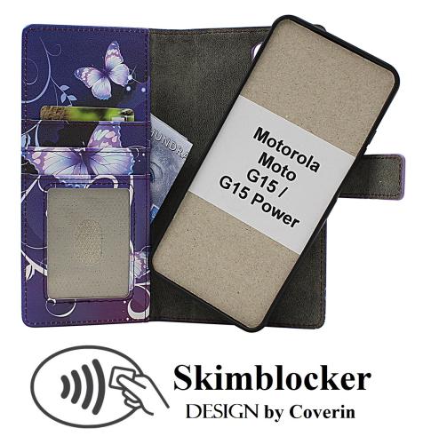 Skimblocker Motorola Moto G15 / G15 Power Magnet Plånboksfodral Design