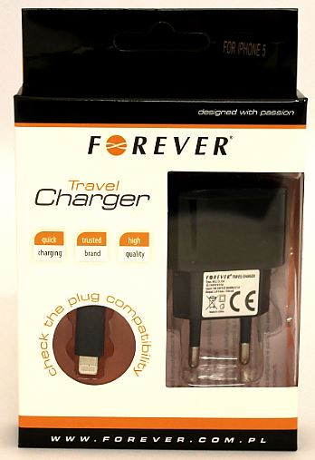 ForeverForever iPhone 5/5s/5c/6/SE vgg laddare, svart