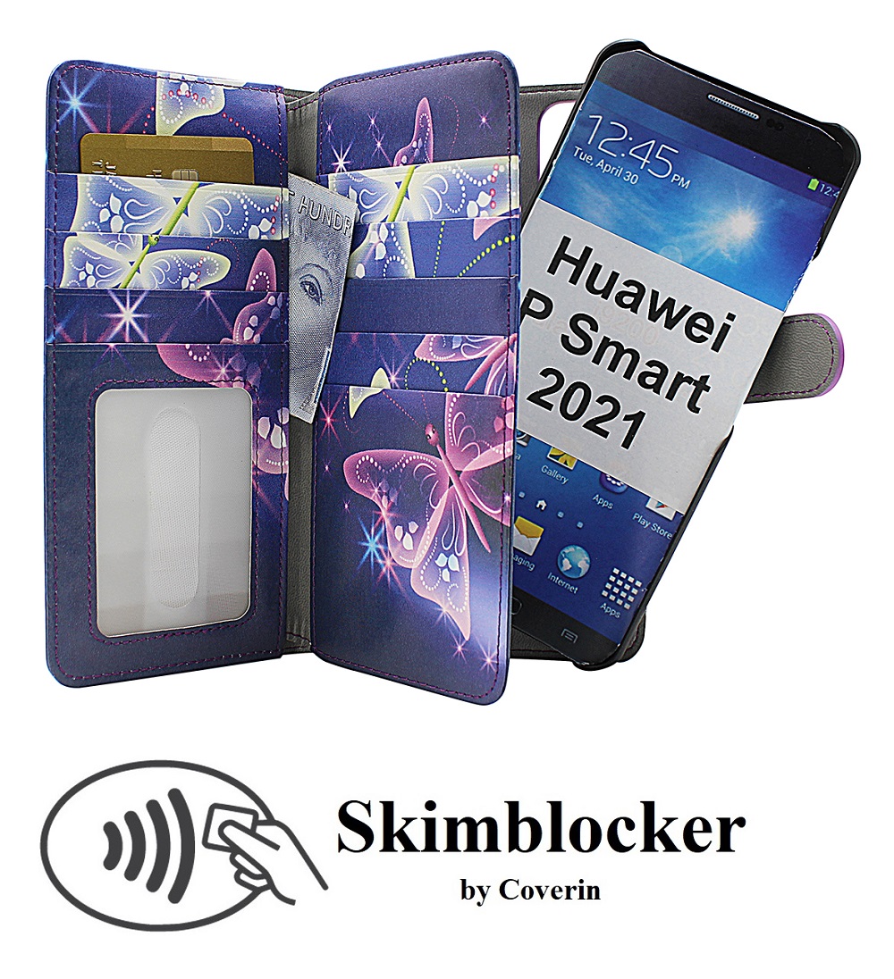 CoverInSkimblocker XL Magnet Designwallet Huawei P Smart 2021