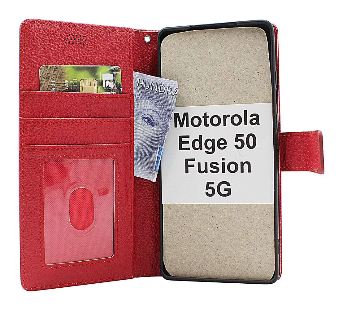 New Standcase Wallet Motorola Edge 50 Fusion 5G (Röd)