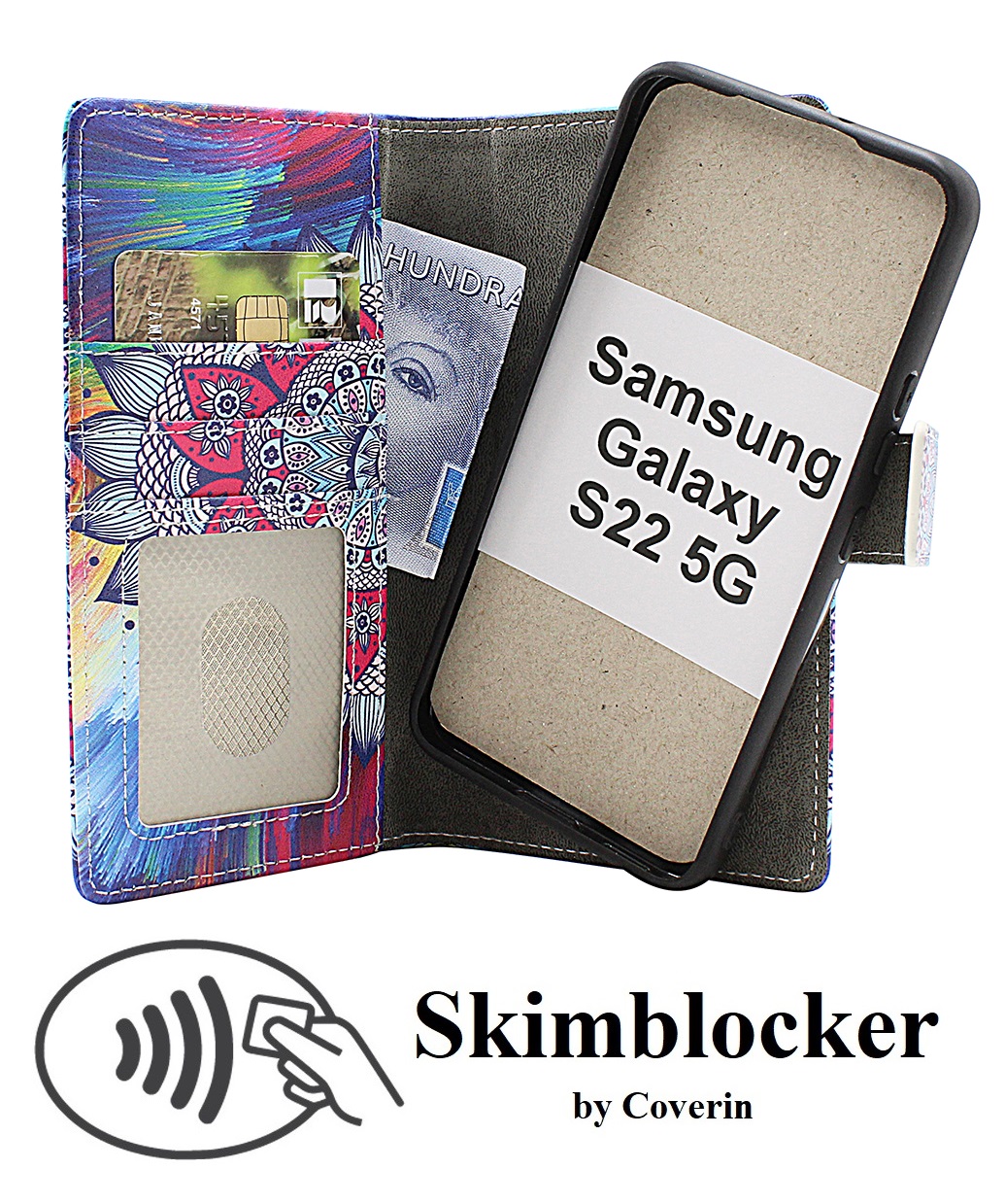 Skimblocker Samsung Galaxy S22 5G Magnet Plånboksfodral Design