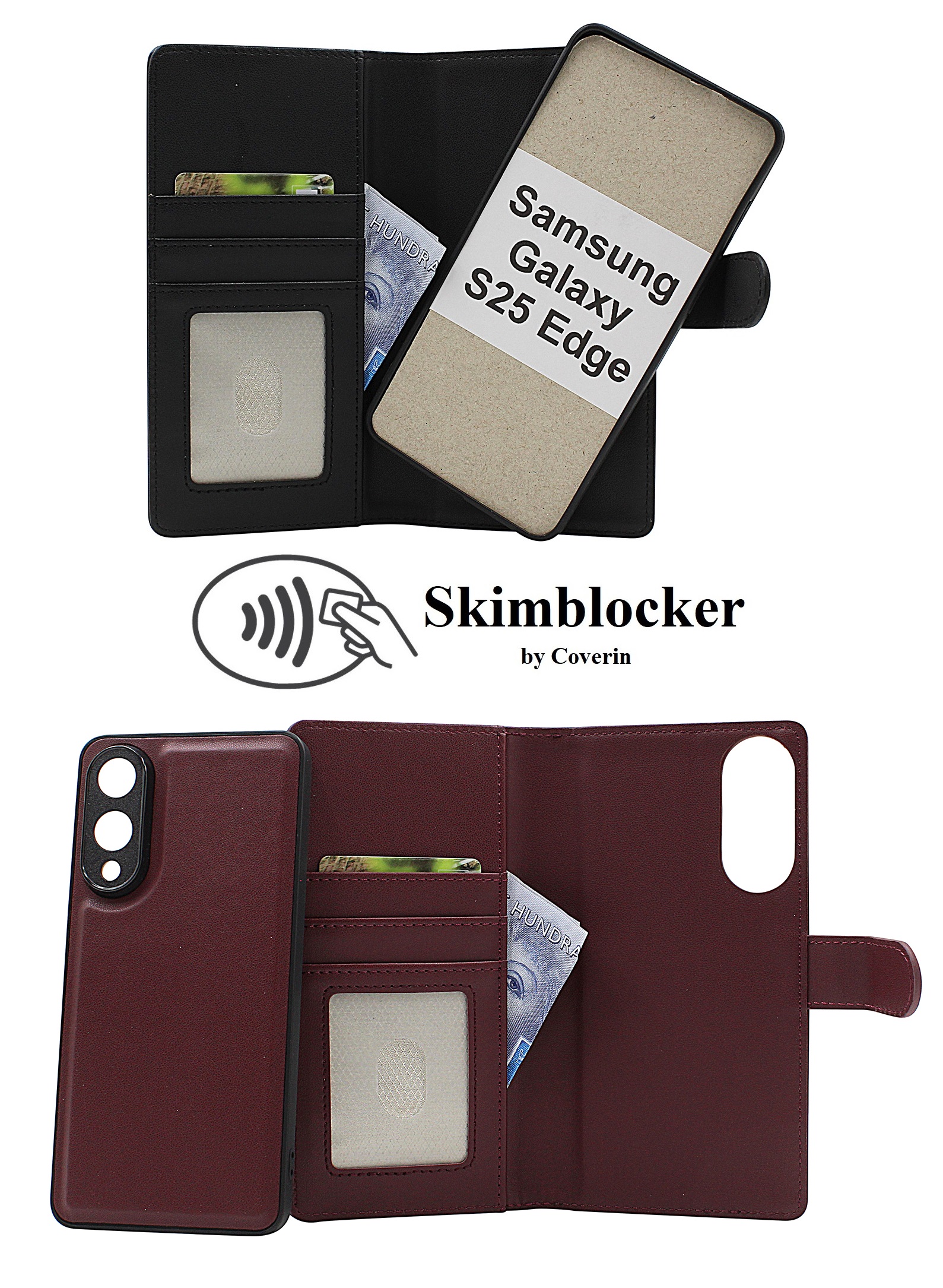 Skimblocker Samsung Galaxy S25 Edge Magnet Plånboksfodral