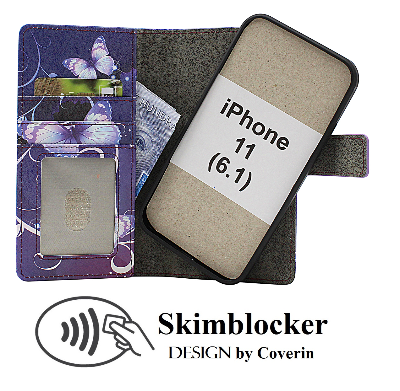 Skimblocker iPhone 11 (6.1) Magnet Plånboksfodral Design
