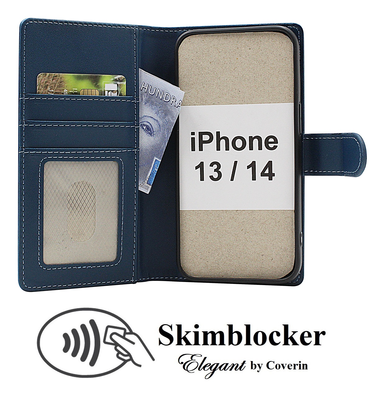 Skimblocker iPhone 13 / 14 Plånboksfodral