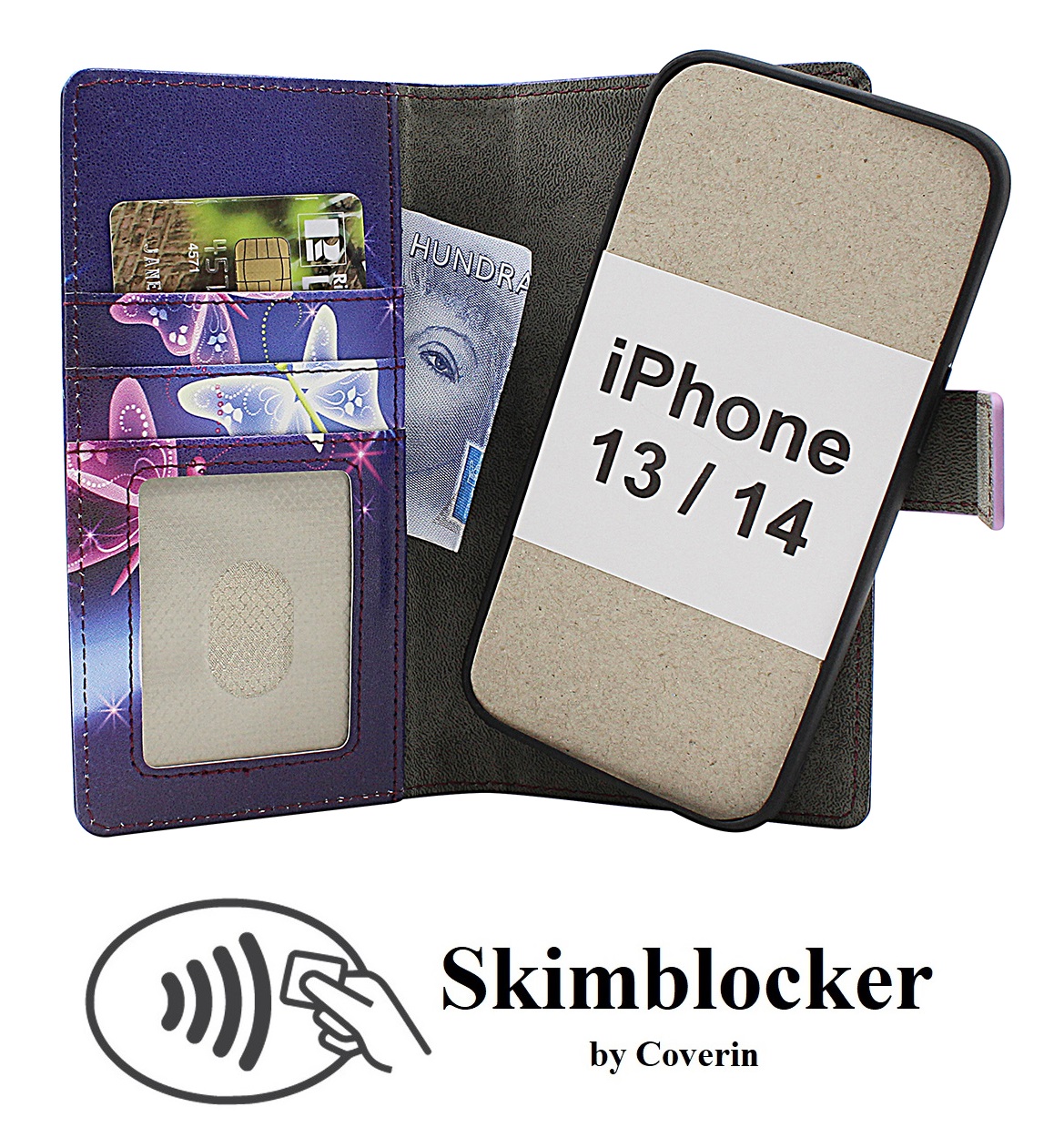 Skimblocker iPhone 13 / 14 Magnet Plånboksfodral Design