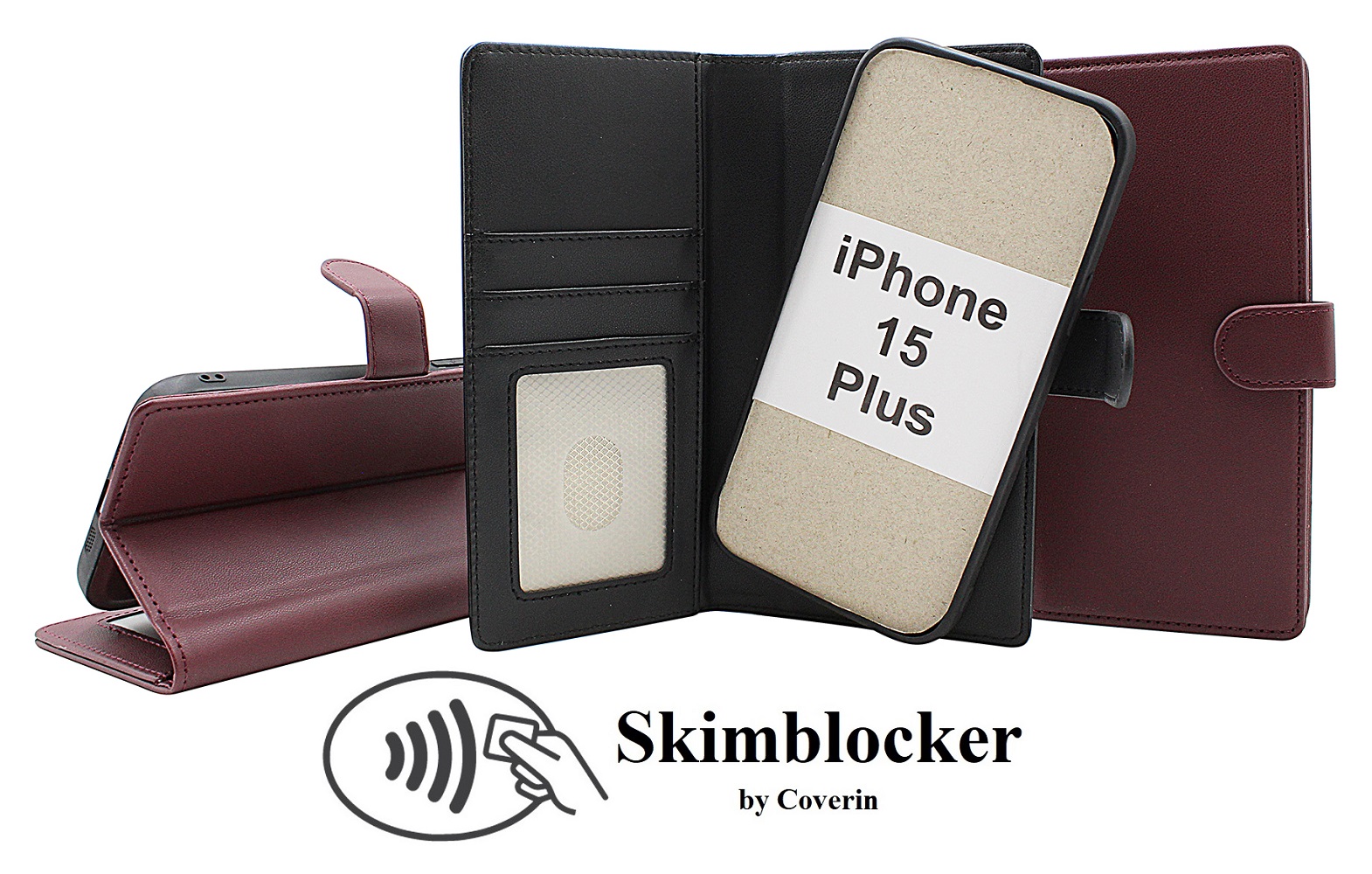Skimblocker iPhone 15 Plus Magnet Plånboksfodral