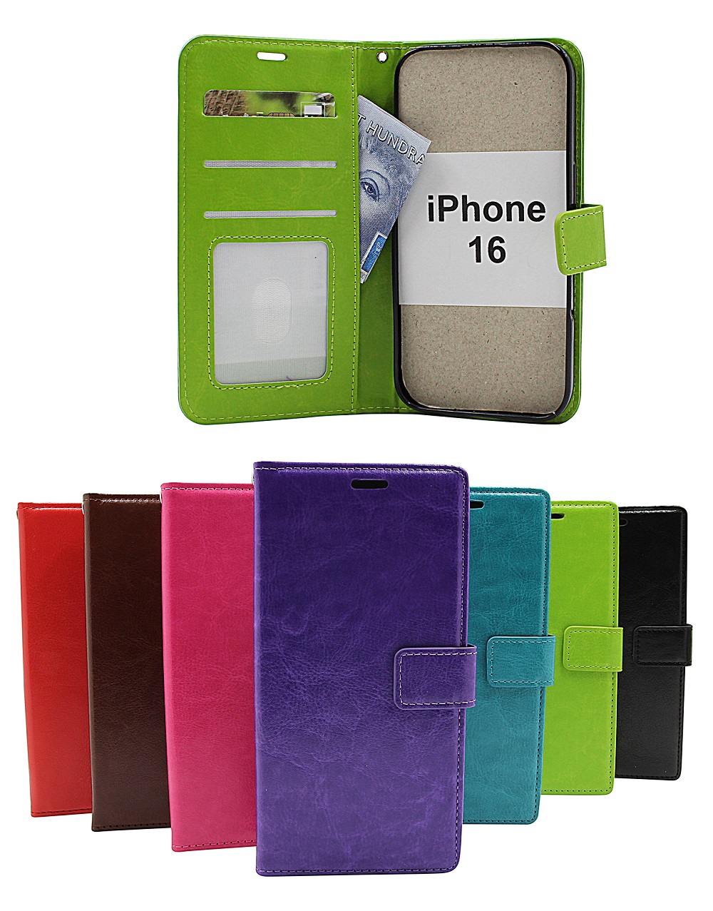 Product Image for Crazy Horse iPhone 16 Plånboksfodral